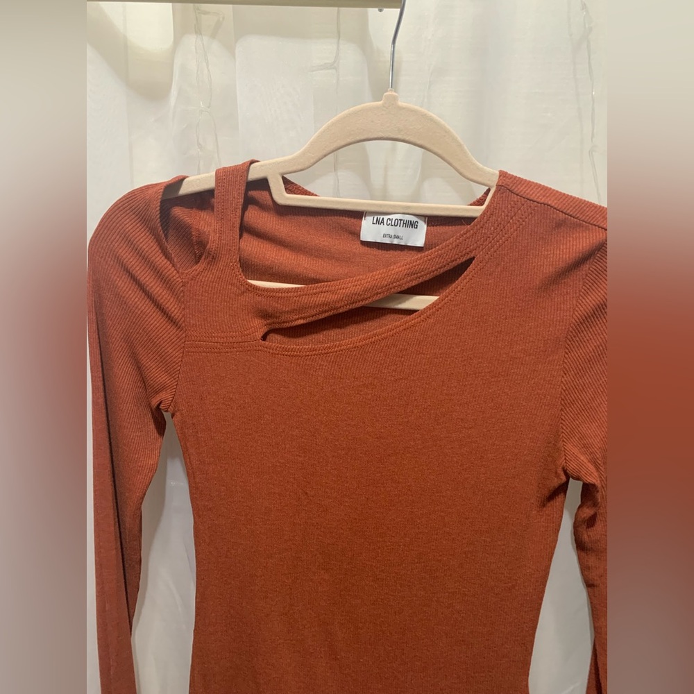 LNA Luan Ribbed Top In Cinnabar - Picture 3 of 7